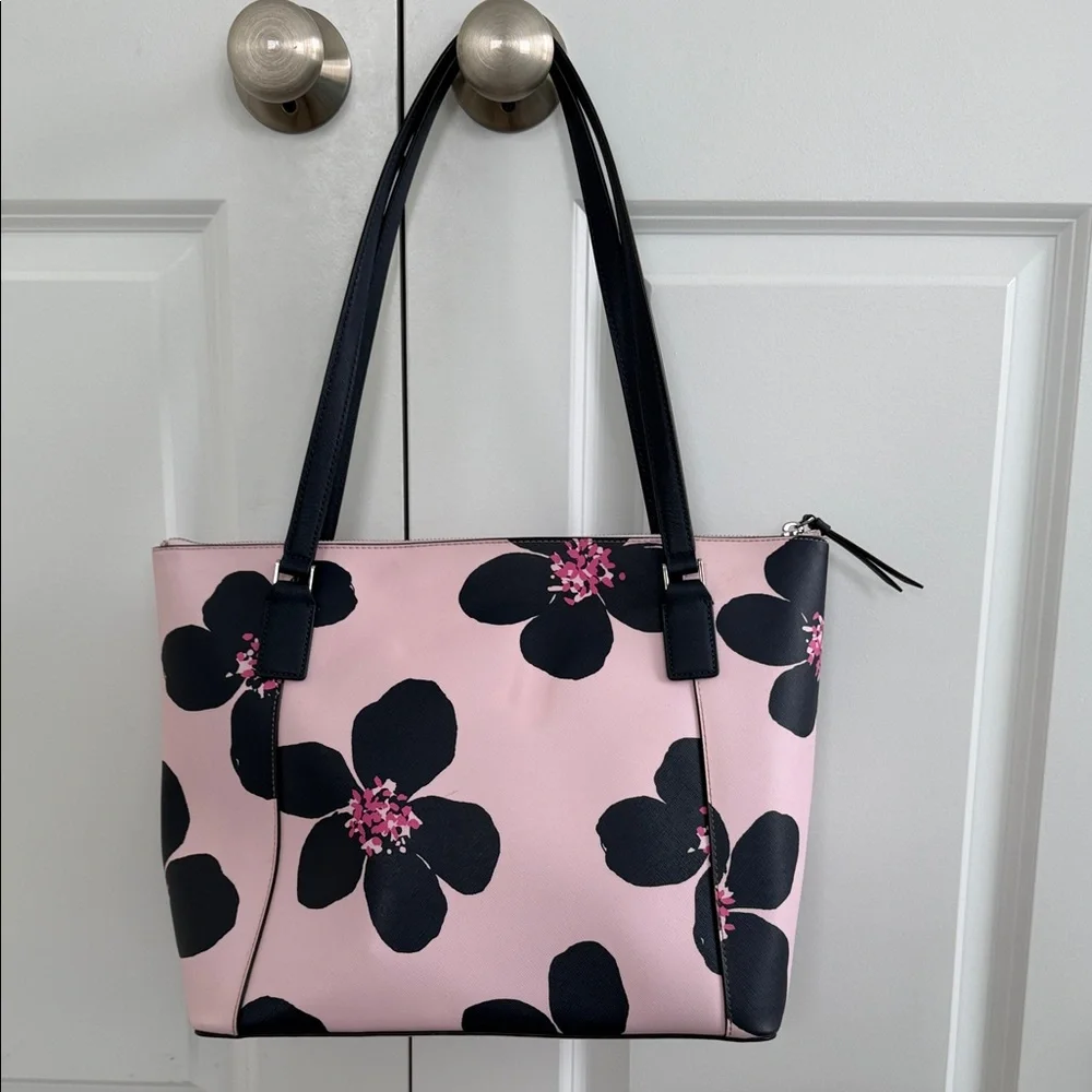 Kate Spade Black and Pink Floral Tote - Picture 2 of 8
